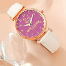 Reloj De Pulsera Pink Dial Personalized Custom Rose Gold Timepiece