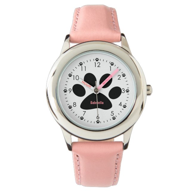 Reloj De Pulsera Pink Dog Paw (Anverso)