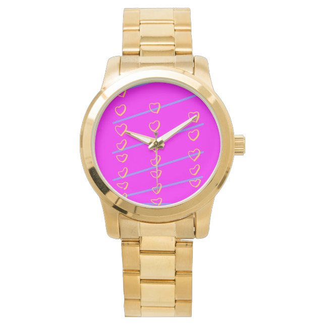Reloj De Pulsera Pink Heart Scroll (Anverso)