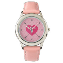 Pink Hearts Love U Personalizado Watch