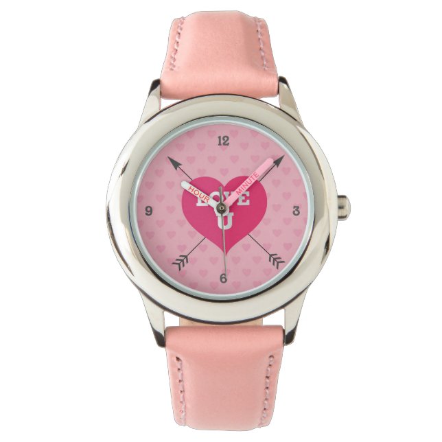 Reloj De Pulsera Pink Hearts Love U Personalizado Watch (Anverso)