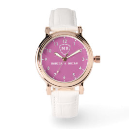 Reloj De Pulsera Pink Monogram Couple Romantic Gift