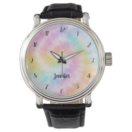 Reloj De Pulsera Pink Pastel Tie Dye Girly Chic                    