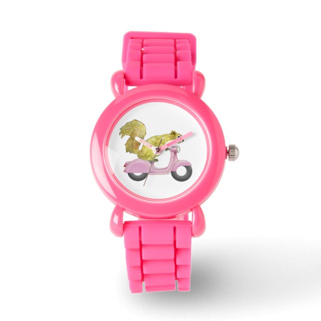 Reloj De Pulsera Pink Scooter Squirrel Watch (Anverso)