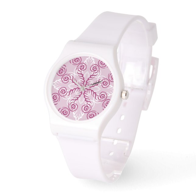 Reloj De Pulsera Pink Swirls Watch (Ángulo)