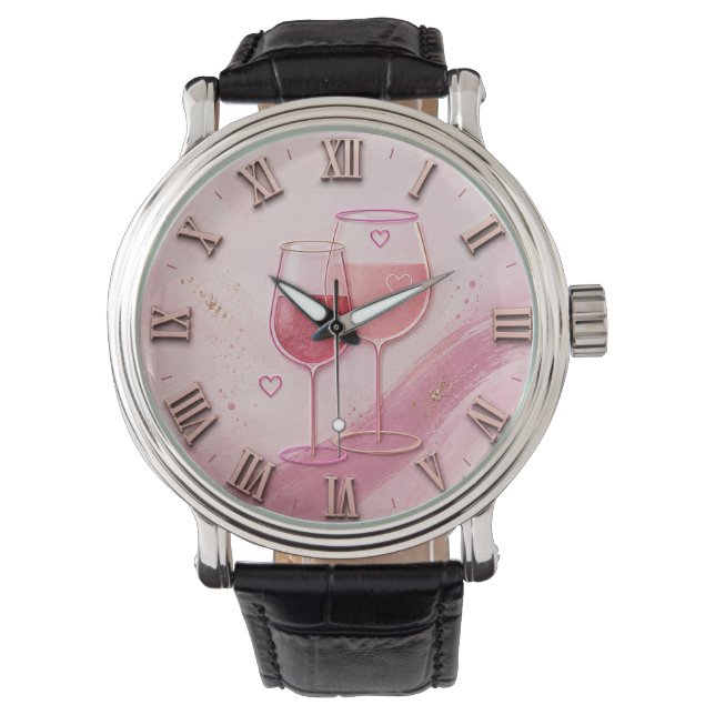 Reloj De Pulsera Pink Wine Glass (Anverso)