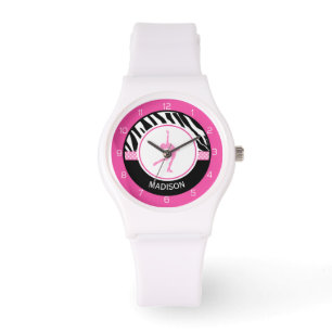 Reloj De Pulsera Pink Your Name Zebra Imprimir patinaje gráfico