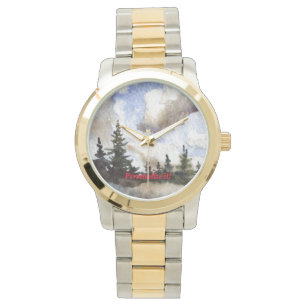 Reloj De Pulsera Pinos y bajas nubes en la "Highland Scenway"