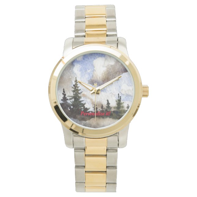 Reloj De Pulsera Pinos y bajas nubes en la "Highland Scenway" (Anverso)