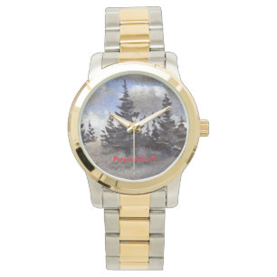 Reloj De Pulsera Pinos y bajas nubes en la "Highland Scenway"