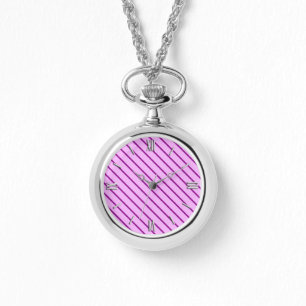 Reloj De Pulsera Pinstripes diagonales - orquídea y púrpura