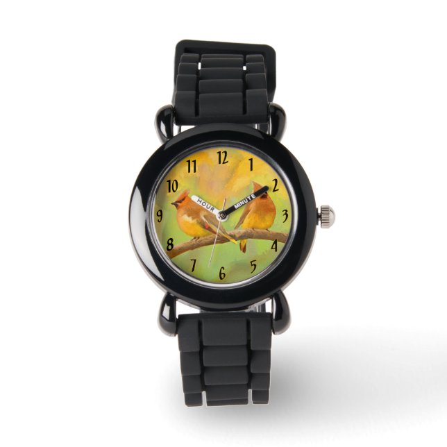 Reloj De Pulsera Pintado de Waxwing Cedar - Pájaro salvaje A origin (Anverso)