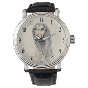 Reloj De Pulsera Pintado Saluki (Amanecer) - Arte Perro Original Cu