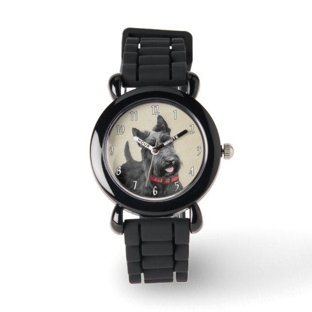 Reloj De Pulsera Pintado Terrier Escocés - Arte Perro Original (Anverso)