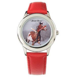 Reloj De Pulsera Pintando caballo galopando a través de la nieve Wa