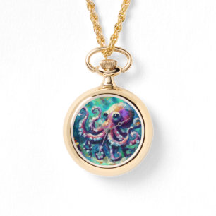 Reloj De Pulsera Pintando el aceite de pulpo caprichoso en una play