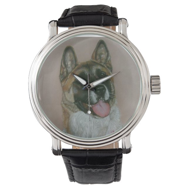 Reloj De Pulsera Pinto akita japonés/estadounidense y retrato blanc (Anverso)