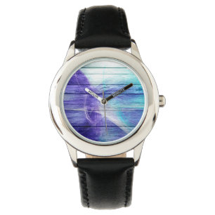Reloj De Pulsera Pintura abstracta de madera azul