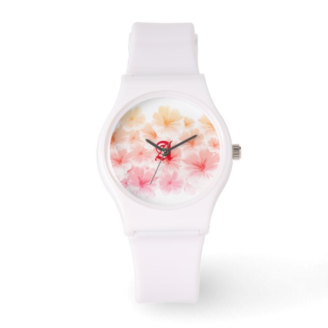 Reloj De Pulsera Pintura acuarela de arte de flores pastel Personal (Anverso)