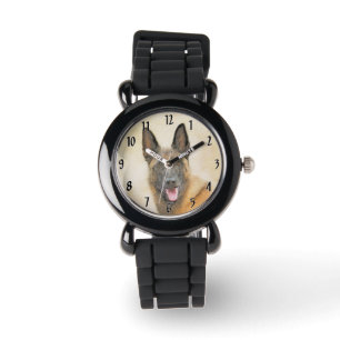 Reloj De Pulsera Pintura belga malinois - Arte de perro original