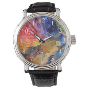 Reloj De Pulsera Pintura colorida de la paleta del pintor artista