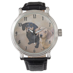 Reloj De Pulsera Pintura Dachshund (suave) - Arte Perro Original