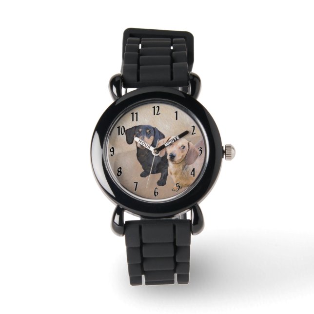 Reloj De Pulsera Pintura Dachshund (suave) - Arte Perro Original (Anverso)