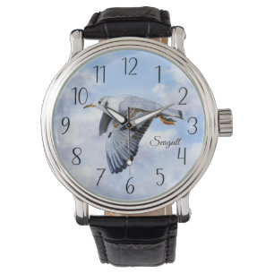 Reloj De Pulsera Pintura de acuarela de aves de gaviota