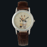 Reloj De Pulsera Pintura de acuarela de jirafa "masticar"<br><div class="desc">Tomé una foto de esta jirafa (usada como referencia para esta pintura) en el Zoológico de Como en St.Paul,  MN. Ella estaba ocupada comiendo y masticando su comida. Esto fue pintado sobre papel picante de Arches con pinturas acuáticas de Daniel Smith.</div>