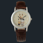 Reloj De Pulsera Pintura de acuarela de jirafa "masticar"<br><div class="desc">Tomé una foto de esta jirafa (usada como referencia para esta pintura) en el Zoológico de Como en St.Paul,  MN. Ella estaba ocupada comiendo y masticando su comida. Esto fue pintado sobre papel picante de Arches con pinturas acuáticas de Daniel Smith.</div>