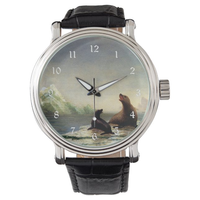 Reloj De Pulsera pintura de Albert Bierstadt, focas (Anverso)