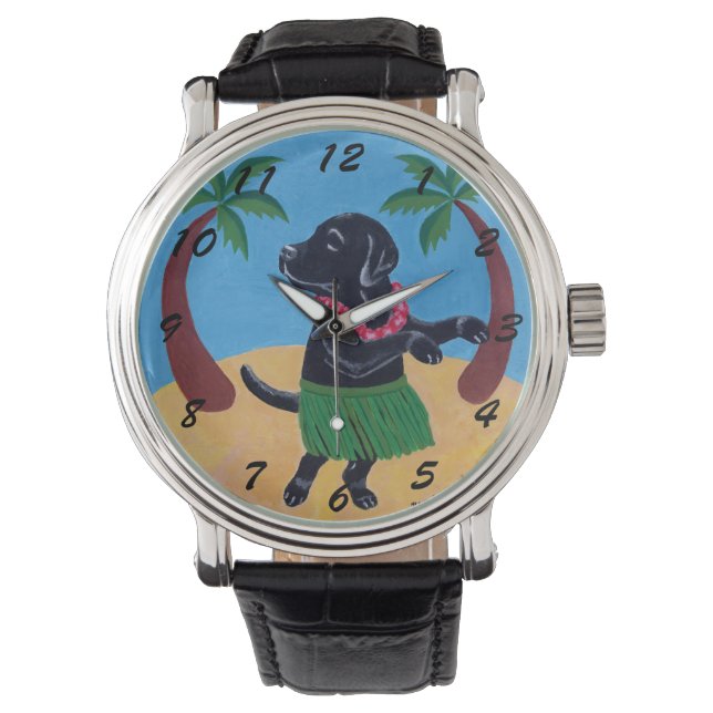 Reloj De Pulsera Pintura de Aloha Black Labrador (Anverso)