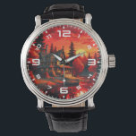 Reloj De Pulsera Pintura de atardecer con cabaña y lago-66633<br><div class="desc">Pintura de atardecer con cabaña y lago-66633</div>