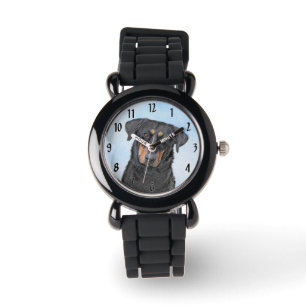 Reloj De Pulsera Pintura de Beauceron - Arte de perros original y b