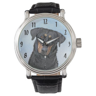 Reloj De Pulsera Pintura de Beauceron - Arte de perros original y b