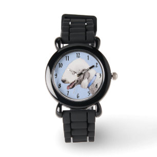 Reloj De Pulsera Pintura de Bedlington Terrier - Original Perro Art