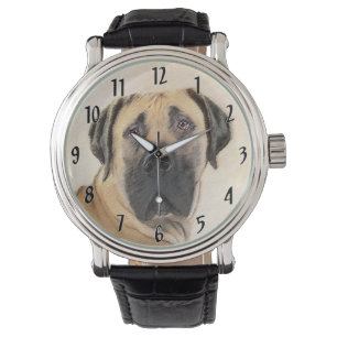 Reloj De Pulsera Pintura de Boerboel - Arte Perro Original Cuto