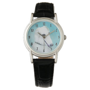 Reloj De Pulsera Pintura de Borzoi (blanco) - Arte de perro origina