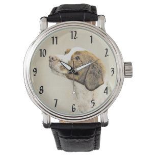 Reloj De Pulsera Pintura de Bretaña - Arte de perros original y bon