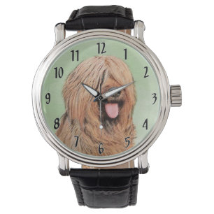 Reloj De Pulsera Pintura de Briard - Arte de Perro Original.