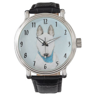 Reloj De Pulsera Pintura de Bull Terrier - Arte de Perro Original.