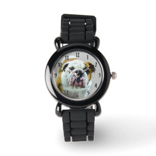 Reloj De Pulsera Pintura de bulldog - Arte de perros original y lin