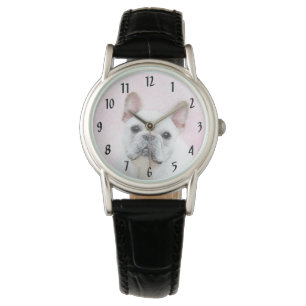 Reloj De Pulsera Pintura de Bulldog francés (crema/blanco) - Arte d