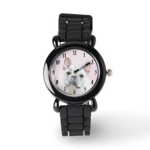 Reloj De Pulsera Pintura de Bulldog francés (crema/blanco) - Arte d