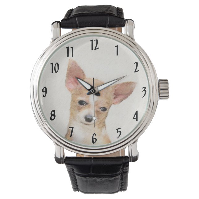 Reloj De Pulsera Pintura de Chihuahua - Arte Perro Original.