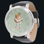 Reloj De Pulsera Pintura de color de agua Robin Bird<br><div class="desc">Esta es una pintura acuarela de un ladrón en una rama de árbol. Su cola está en el aire.</div>