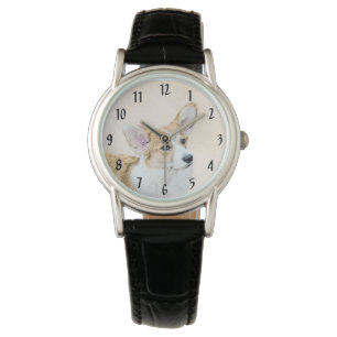 Reloj De Pulsera Pintura de Corgi galés de Pembroke - Arte Perro Or
