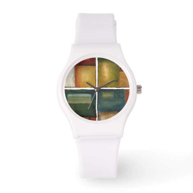 Reloj De Pulsera Pintura de cuatro paneles de Jennifer Goldberger (Anverso)