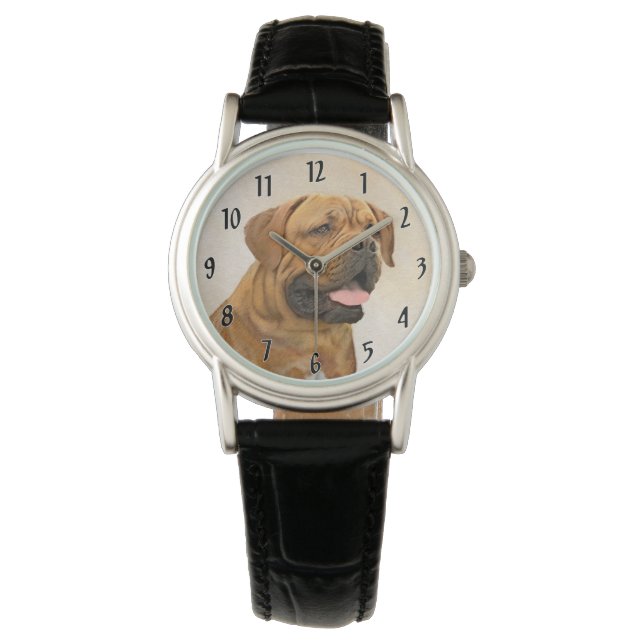 Reloj De Pulsera Pintura de Dogue de Burdeos - Arte de perro origin (Anverso)