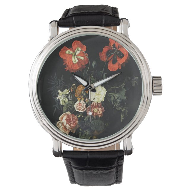 Reloj De Pulsera Pintura de época con vida con flores (Anverso)
